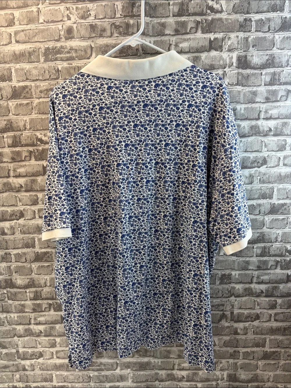 Ralph Lauren Blue Floral Polo with White Trim